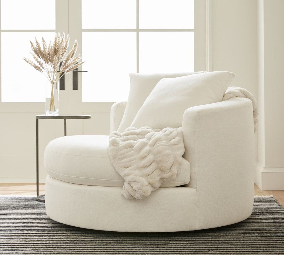 Balboa Upholstered Swivel Armchair Pottery Barn Australia